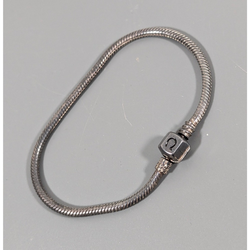 Chamilia 925 Sterling Silver Snake Chain Charm Bracelet 7.25‎ Horseshoe
